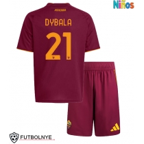 Camiseta AS Roma Paulo Dybala #21 Primera Equipación para niños 2025-26 manga corta (+ pantalones cortos)